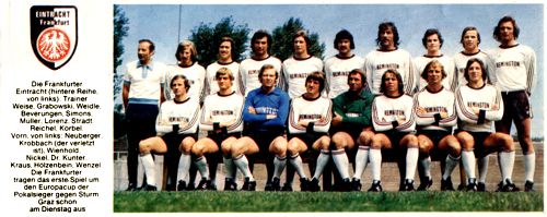 Eintracht Frankfurt Mannschaftskarte DFB Pokalsieger 1975